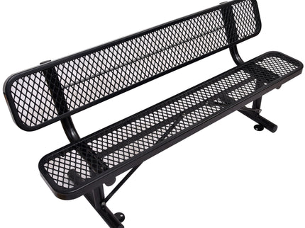 6' Outdoor Steel Bench With Backrest