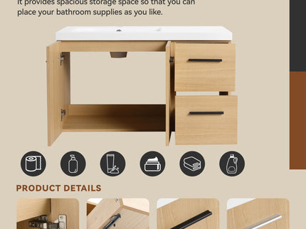 Wall Mounted Floating Bathroom Vanity With Sink, Door & Drawers Modular Cabinet