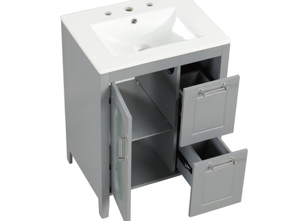 Modern Bathroom Vanity With Sink, Cabinet With 2 Drawers And Door, Adjustable Shelf