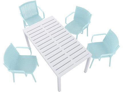 4 Modern Stackable Armchair Matched With Long Table