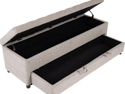 Storage Ottoman With Tufted Seat And Underseat Drawer