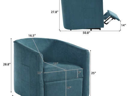 Power Lift Recliner Barrel Shape Reclining Chair With Footrest And Side Pocket