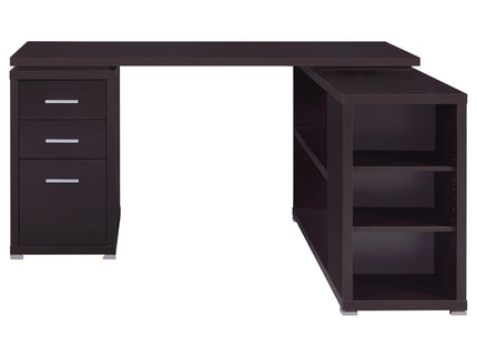 Tona - L-Shape Computer Desk With 3 Drawers And 5 Shelves