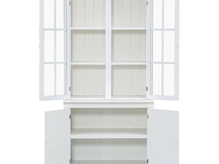 Retro Style Hutch Cabinet With Glass Door, China Cabinet For Home