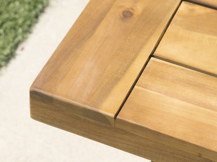 Outdoor Dining Bench, Patio Backless Bench - Teak / Black
