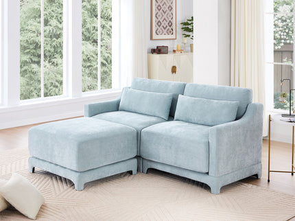 Stylish Sofa With Ottoman And Lumbar Pillows, Ergonomic Design