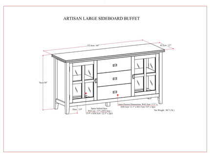 Artisan - Large Sideboard Buffet - Russet Brown