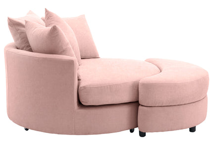 360° Swivel Accent Barrel Chair With Storage Ottoman & 4 Pillows, Modern Leisure Chair Round Accent For Living Room