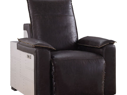 Misezon - Top Grain Leather Power Motion Recliner - Dark Brown