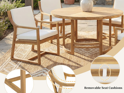 5 Piece Outdoor Dining Set, Patio Table And Chairs With Umbrella Hole