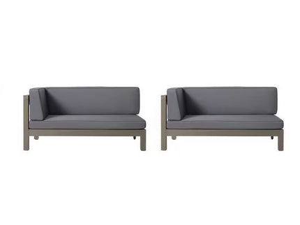Aura - 2 Piece Outdoor Set With X Back Left Bench And Corner - Dark Gray