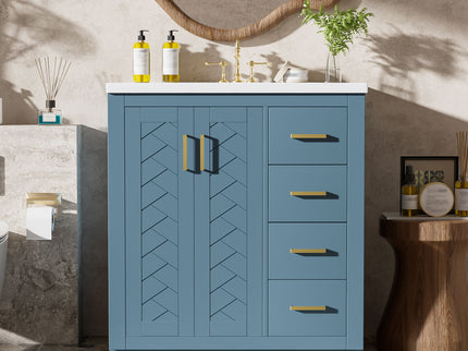 Bathroom Vanity With Sink, Storage Cabinet, Freestanding Set With 3 Drawers & Soft Closing Doors