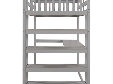 Loft Bed With Storage Shelves And Under Bed Desk