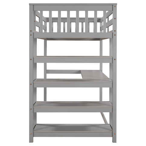 Loft Bed With Storage Shelves And Under Bed Desk