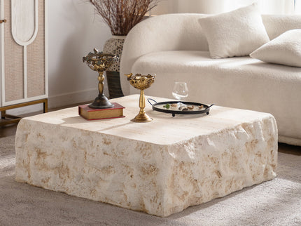 Square Coffee Table Design Living Room Office Furniture - Light Beige