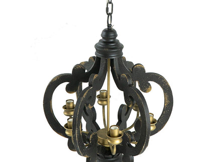 Farmhouse Chandelier, 6 Light Wood Chandelier Pendant Light Fixture With Adjustable Chain For Dining Room Living Room Entryway, Bulb Not Included