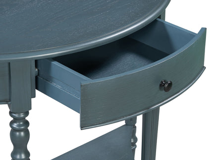 Half Moon Console Table With Drawer & Shelf