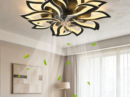 Ceiling Fan With Remote Control And Lights, 6 Speeds, 3 Color Temperatures, Low Profile Flush Mount