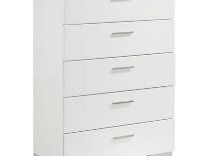 Dulcey - 5 Piece Twin Bedroom Set With LED Headboard - Gloss White