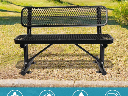 Outdoor Steel Bench With Backrest