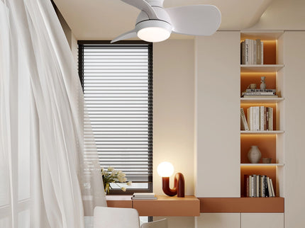 23" Bedroom Ceiling Fan With 3 Color Dimmable 3 ABS Blades Remote Control Dc Motor With 18W Led Light