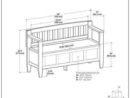 Brooklyn - Handcrafted Entryway Storage Bench