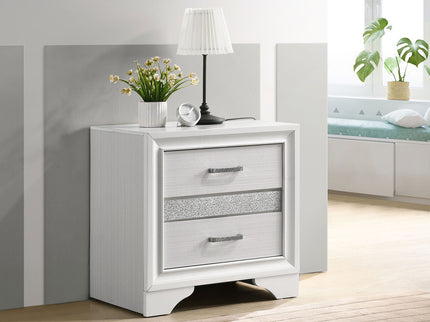 Transitional 2 Drawer Nightstand With Hidden Jewelry Tray