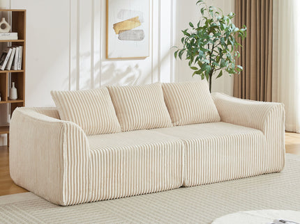 Minimalist 3 Seater Sofa With Curved Lines And Gently Sloped Backrest