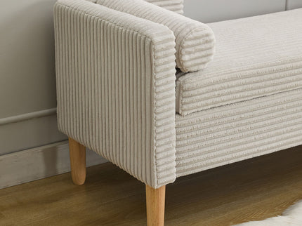 Upholstered Corduroy Flip Top Storage Bench For Living Room