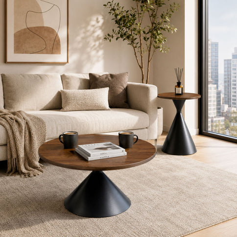 2 Piece Coffee Round Table Set