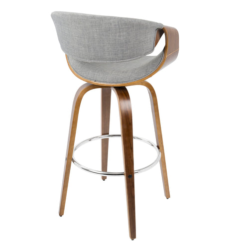 Curvini Mid - Century Modern Fixed Height Barstool With Swivel (Set of 2)