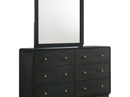 Burton - 6 Drawer Dresser With Mirror - Black