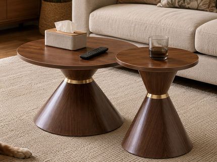2 Piece Round Coffee Table Set For Living Room