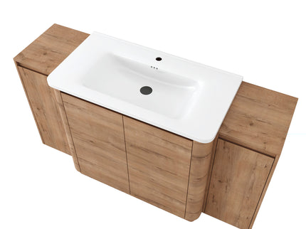Freestanding Bathroom Vanity With Sink, 2 Small Storage Cabinets, Soft Close Doors