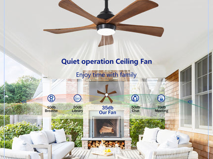 5 Blades Ceiling Fan With Lights Remote Control - Matte Black