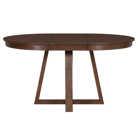 Dining Set With Leaf Round Table And 4 Upholstered Chairs
