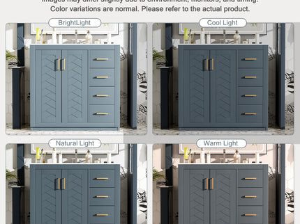 Bathroom Vanity With Sink Combo, Storage Cabinet, Freestanding Set With 3 Drawers & Soft Closing Doors