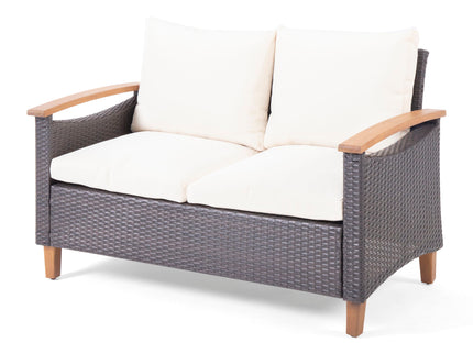 Isla - Transitional Chat Set With Water Resistant Cushions - Teak