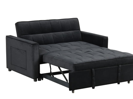 Maeve - Convertible Sleeper Loveseat With Tufting and Side Pocket - Black