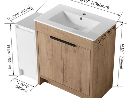 Freestanding Bathroom Vanity With Sink And Storage Cabinets, Soft Closing Doors
