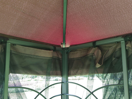 13 0 Outdoor Patio Gazebo Canopy Tent With Ventilated Double Roof And Mosquito Net (Detachable Mesh Screen On All Sides) Suitable For Lawn Garden Backyard And Deck Top - Brown