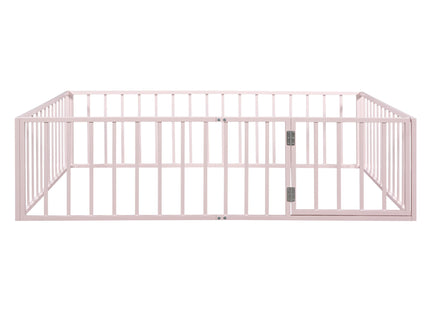 Metal Floor Bed Frame With Fence And Door