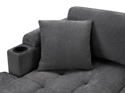 U Shaped Sectional Sofa, Corner Living Room Couch With Built In Cup Holders, Storage, USB Ports