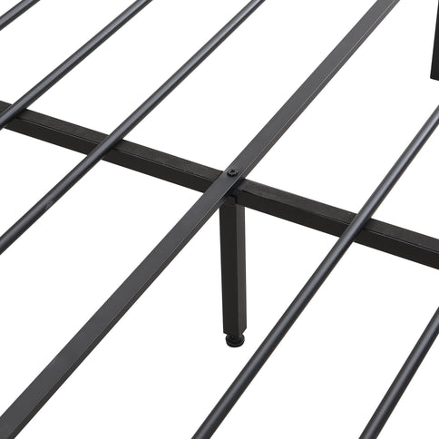 Modern Bed Frame With LED Lights, Upholstered Headboard, USB Charging