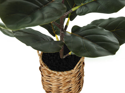 28" Tall, Artificial Plant, Fiddle Tree, Indoor, Faux, Fake, Floor, Greenery, Potted, Real Touch, Decorative - Green / Beige