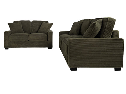 Sofa & Loveseat 2 Piece Set With Accent Pillows - Forest Green