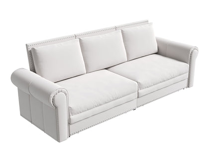 Pull Out Sofa Bed 3 In 1 Convertible Sleeper Sofa With Nailhead Trim & Rolled Arm, Multi Functional