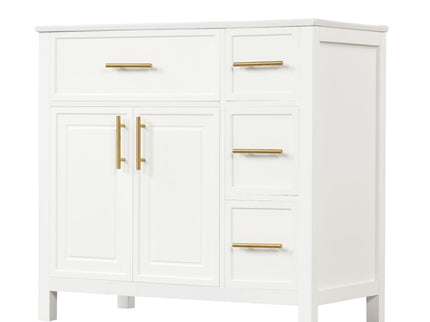 Modern Bathroom Vanity With Sink Top, 2 Doors And 3 Drawers