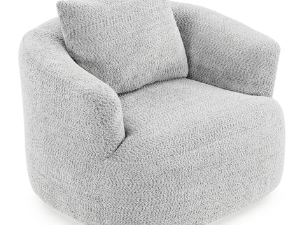 360° Swivel Barrel Sofa Chair With Throw Pillow, Upholstered Accent Chair