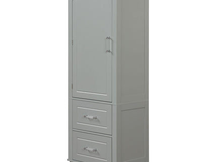 Tall Freestanding Bathroom Storage Cabinet With 2 Drawers And Adjustable Shelf